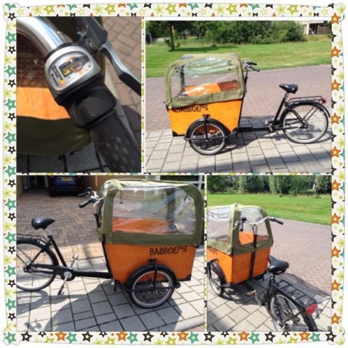 Mooie bakfiets merk Babboe Big met huif 