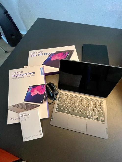 Mooie Lenovo Tab P11 Pro tablet, 128 GB grijs met bijbehoren