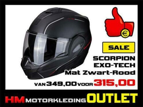  Motorhelm Scorpion EXO-TECH Mat Zwart-Rood maat XL-62 