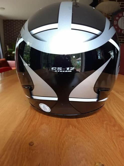 Motorhelm zwart wit zilver HJC