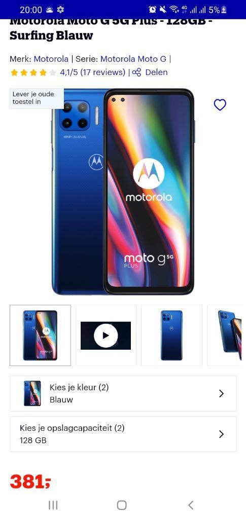 Motorola G 5g PLUS 128 GB Blue Nieuw in Doos