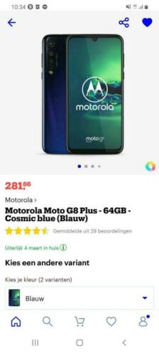 Motorola G8 Plus 64gb 48MegaPixel blauw nieuwstaat