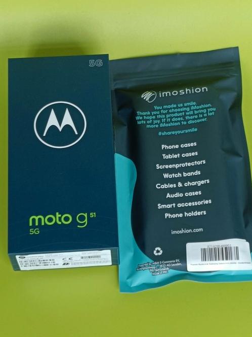 Motorola Moto G51 5G 64GB  extra hoesje nieuwstaat blauw.