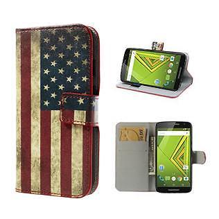 Motorola X Style Book Wallet CaseHoesje USA vlag (Hoesje)