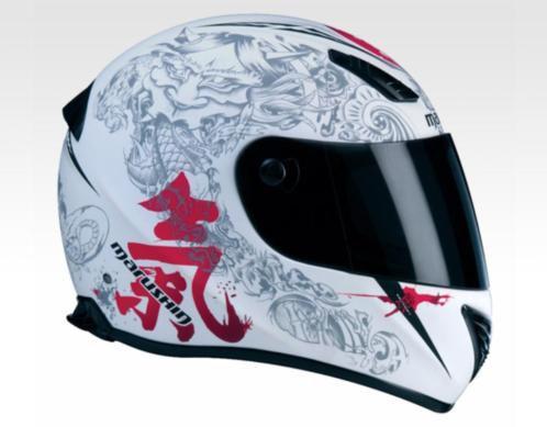 MotorScooter helm van Marushin 999 RS Kouseido wit-rood, ma