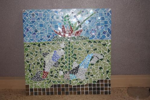 mozaiek schilderij met koi