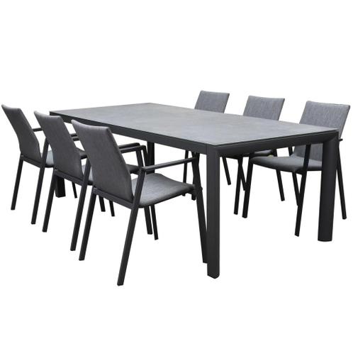 Nancy Angora dining tuinset 220x100xH74,5 7 delig aluminium