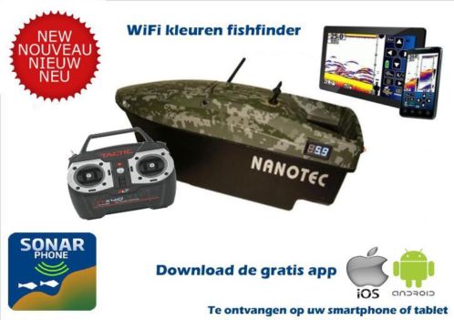 Nanotec voerboot Wifi-Fishfinder en digitale accu indicatie