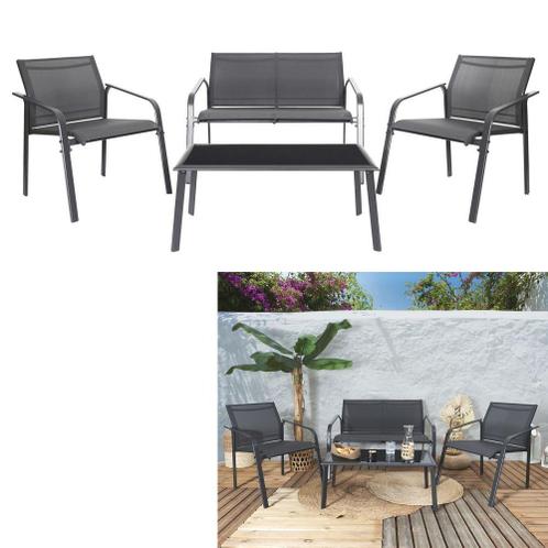 Naxos 4-persoons relaxte metalen tuinlounge