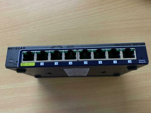 Netgear GS108Tv2 8 poort switch (POE gevoed)