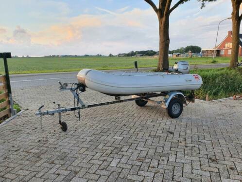Nette rubberboot met 8pk honda motor, inclusief trailer