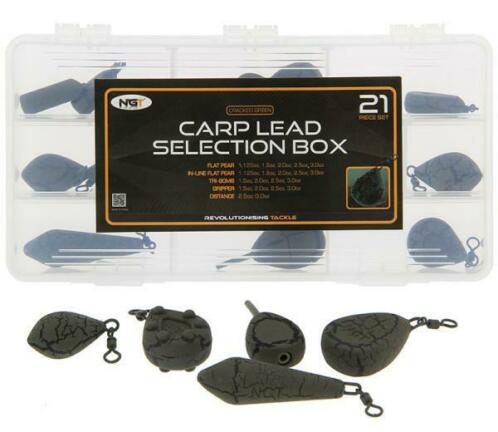 NGT Carp Lead Box - 21 Karperloden in een handige Tacklebox