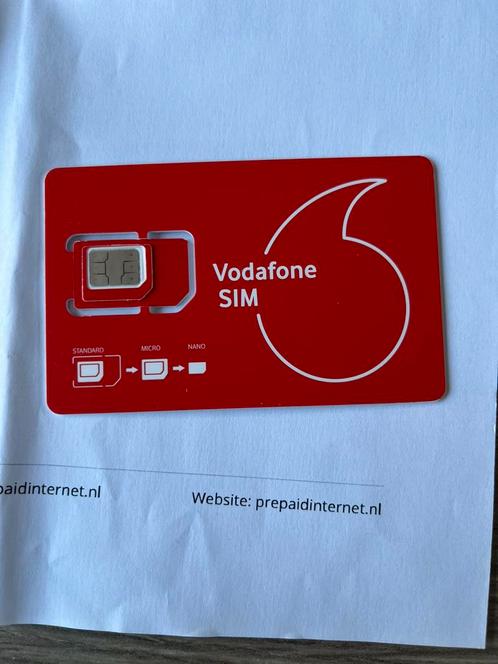 Nieuw en ongebruikte Vodafone simkaart met 5 btg