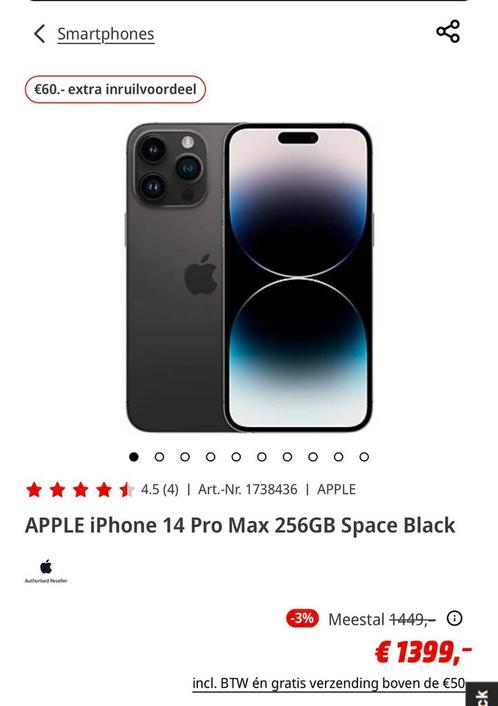 Nieuw geseald iPhone PRO MAX 296gb BLACK
