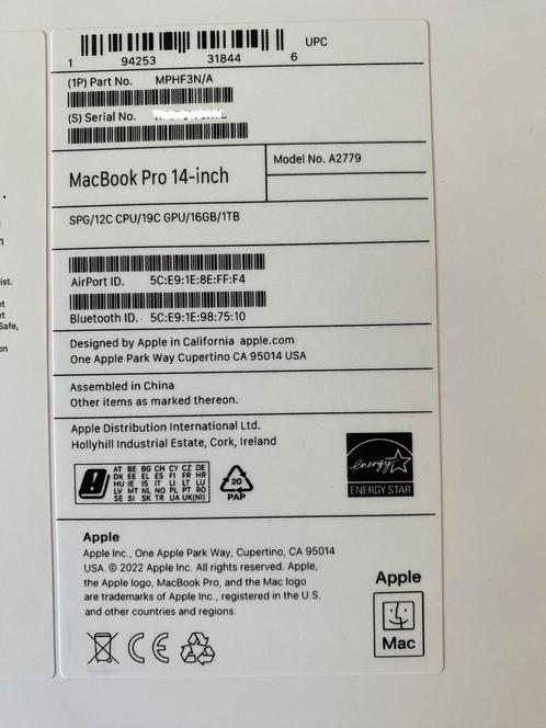 Nieuw in Doos 14 inch MacBook Pro M2 Pro, 1TB SSD, 16GB RAM