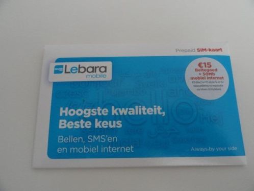 NIEUW Lebara SIM 15 euro beltegoed 50mb internet