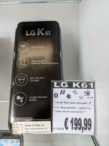 NIEUW  LG K61 (2020) - 128GB Black  199,99