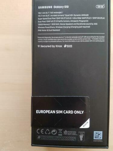 Nieuw Samsung Galaxy s 10 128 gb in dichten doos kleur whitt