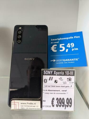 NIEUW  Sony Xperia 10-III - 5G Black nu voor  399,99
