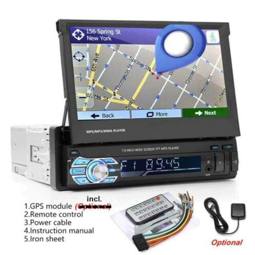 Nieuwe BT Autoradio met Klapscherm, GPS, MP3, MP5, USB, AUX