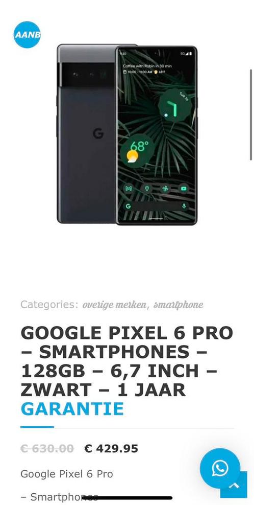 Nieuwe Google Pixel 6 Pro  128GB  6,7 inch  Zwart garantie
