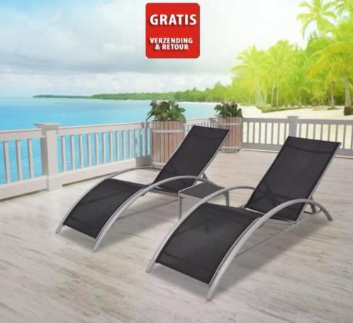 NIEUWE Ligbedden met tafel aluminium GRATIS verzending