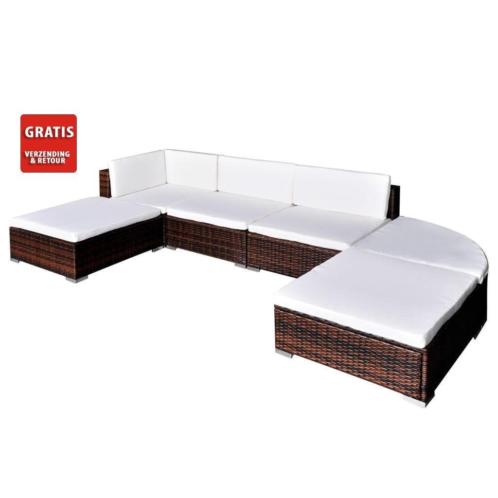 NIEUWE Loungeset polyrattan bruin of zwart 16 delig Gratis v