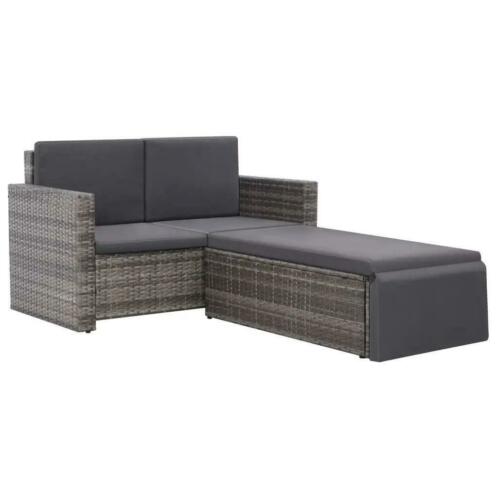 Nieuwe Loveseat loungebank polyrattan grijs met kussens OpO