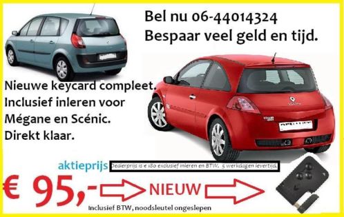 Nieuwe Megane keycard Scenic carkey noodcode twingo clio