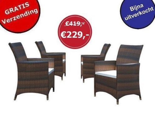 NIEUWE Set 4 rotan tuinstoelen Cannes GRATIS verzending