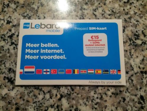 Nieuwe simkaart met 15euro beltegoed en 50 mb
