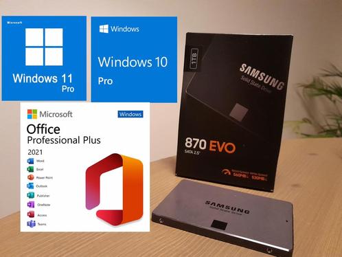 Nieuwe SSD-schijf 1TB met Windows 10 of 11 en Office 2021