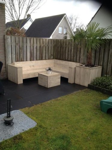 Nieuwe steigerhouten hoekbank 