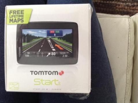 Nieuwe tomtom in gesealde doos