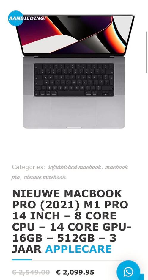 Nieuwstaat MacBook Pro 16quot 2021 M1 Max GPU 32GB 1TB SSD