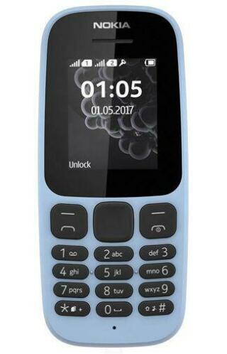 Nokia 105 (2017) Dual Sim Blue voor  0 en 8 pm