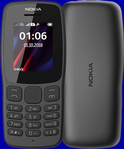 Nokia 106 Dual Sim TA-1114 DS - Zwart - Nieuw