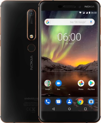 Nokia 6 (2018), zwart met hoesje en als nieuw