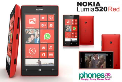 Nokia Lumia 520 Red Windows Smartphone met Case en Screenpr