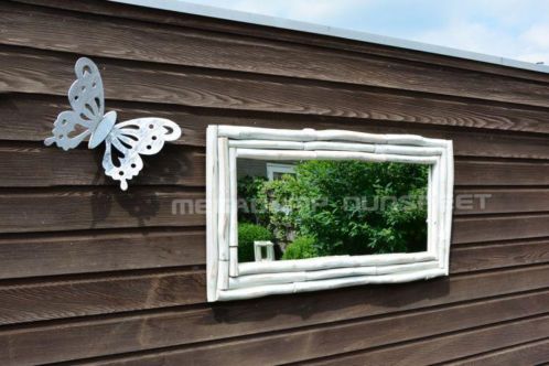 NU Houten spiegel voor in de tuin  Tuinspiegel white wash