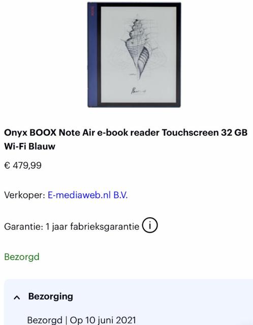 Onyx BOOX Note Air - 32 GB - Wifi  - Blauw -
