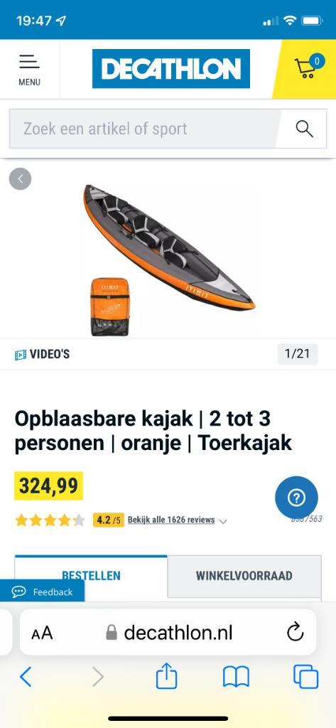 Opblaasbare kayak  kano