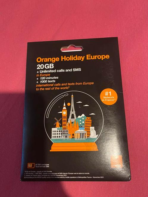 Orange holiday Europe sim kaart 20gb