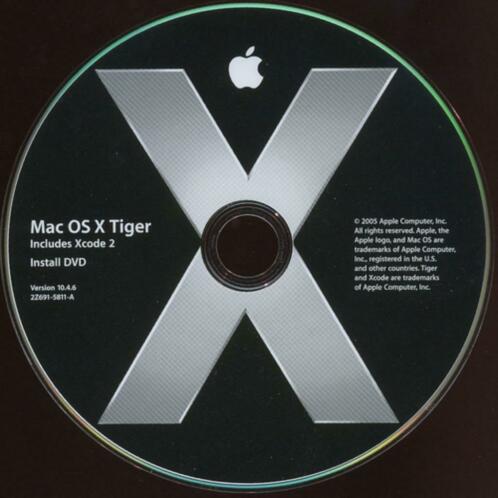 OS X 10.4 Tiger DVD (POWER PC versie) Installatie DVD