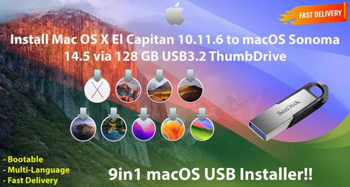 OSX  OS X  macOS 9in1 USBStick USB3.2 128GB 10.11.6-14.5