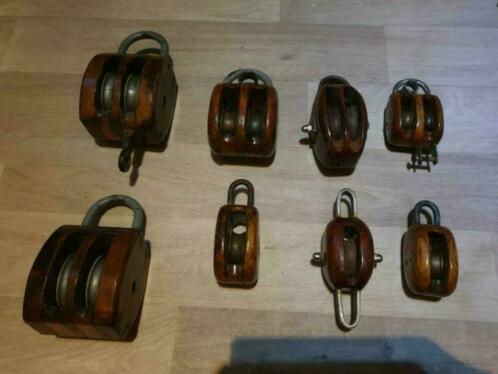 Oude houte katrollen