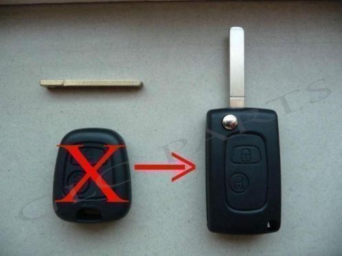 Peugeot sleutel klapsleutel omzet  ombouw systeem rechtblad