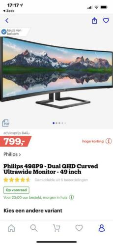 Philips 498p9 49 monitor - nieuw