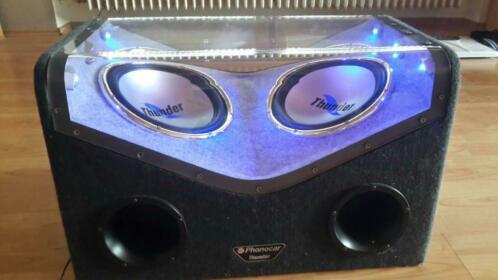 Phonocar Thunder dubbele subwoofer in kist met led verlicht