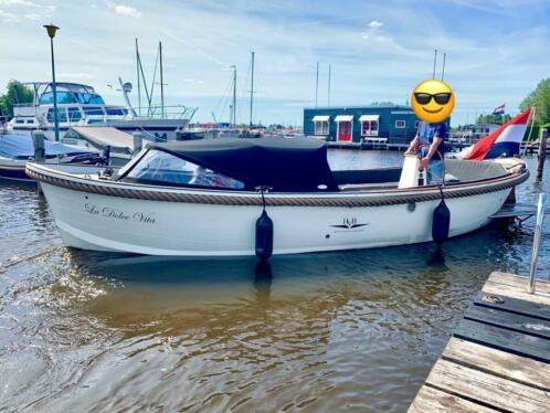 Pietermansloep GROOT luxe teak 8,2 meter boegschroef